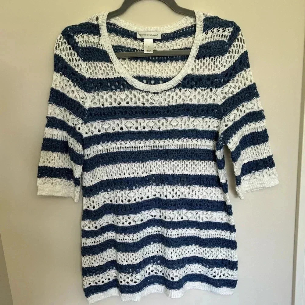 Christopher & Banks Too Women’s M blue coastal‎ Cottagecore coastal grandma